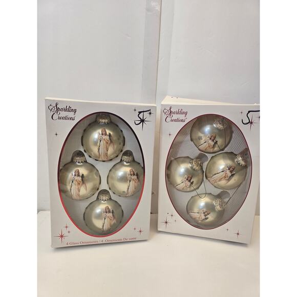 Michaels Sparkling Creations Angel Christmas Ornaments 4 Glass Balls - Picture 1 of 4